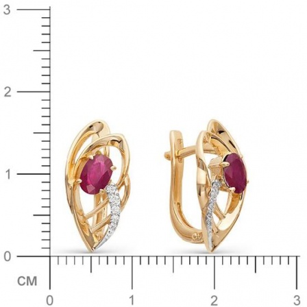 Серьги с рубинами, бриллиантами из красного золота (арт. 813713)
