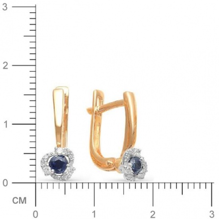 Серьги с бриллиантами, сапфирами из красного золота (арт. 813743)