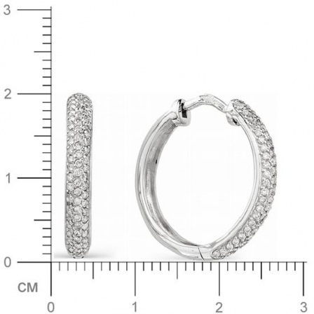 Серьги с бриллиантами из белого золота. Диаметр 19 мм. (арт. 814676)