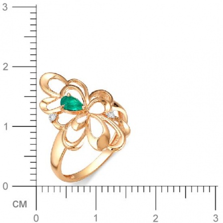 Кольцо с бриллиантами, изумрудом из красного золота 585 пробы (арт. 814758)