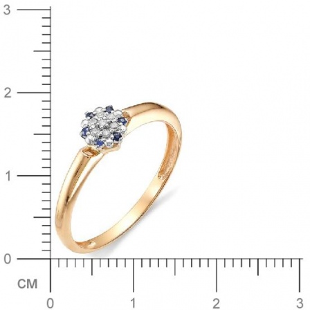 Кольцо с бриллиантами, сапфирами из красного золота (арт. 815065)