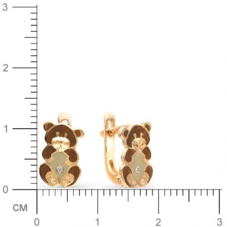 Серьги Мишки с бриллиантами из красного золота 585 пробы (арт. 815100)