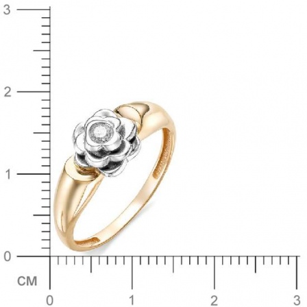 Кольцо Цветок с бриллиантом из красного золота (арт. 815633)