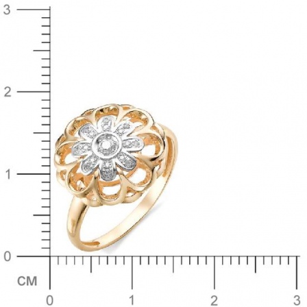 Кольцо Цветок с бриллиантом из красного золота (арт. 815634)