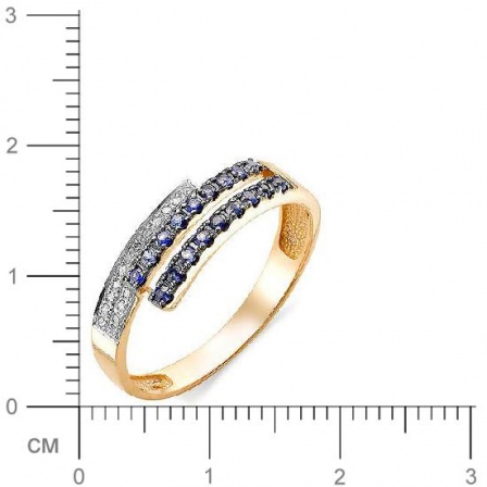 Кольцо с бриллиантами, сапфирами из красного золота (арт. 815640)