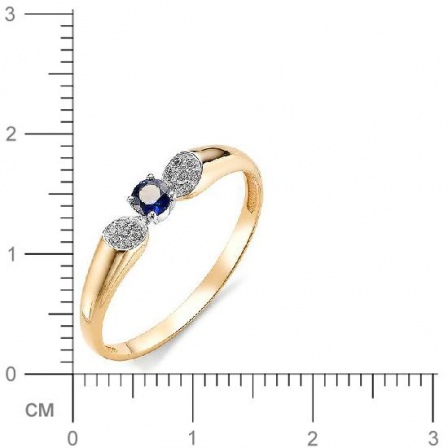 Кольцо с бриллиантами, сапфиром из красного золота (арт. 815646)