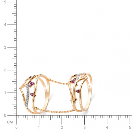 Кольцо на весь палец с бриллиантами, рубинами из красного золота 585 пробы (арт. 815755)