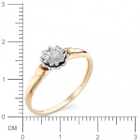 Кольцо Цветок с бриллиантом из красного золота 585 пробы (арт. 815866)