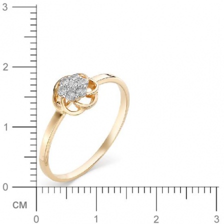 Кольцо Цветок с бриллиантом из красного золота 585 пробы (арт. 815867)