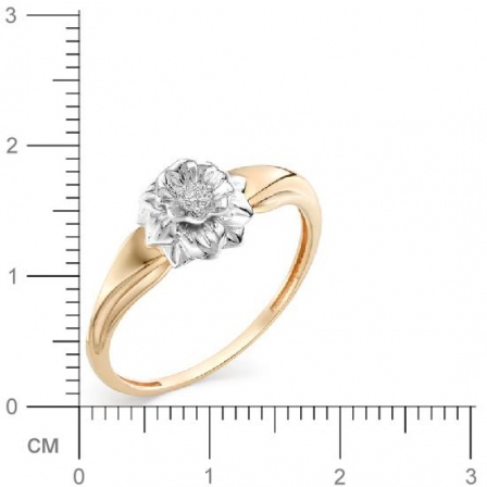 Кольцо Цветок с бриллиантом из красного золота 585 пробы (арт. 815871)
