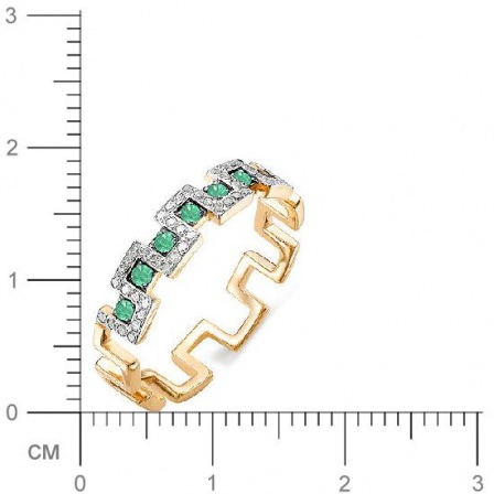 Кольцо с бриллиантами, изумрудами из красного золота (арт. 815957)