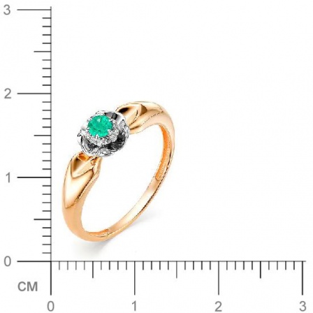 Кольцо Цветок с изумрудом и бриллиантами из красного золота (арт. 816238)