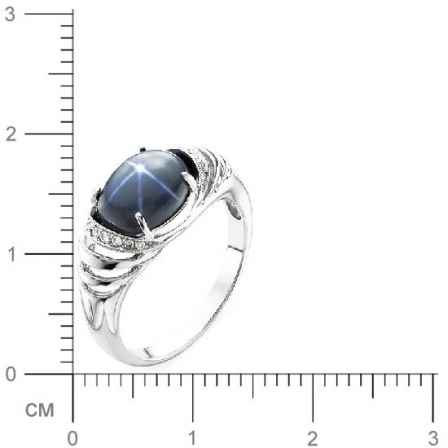 Кольцо с сапфиром и бриллиантами из белого золота (арт. 816257)