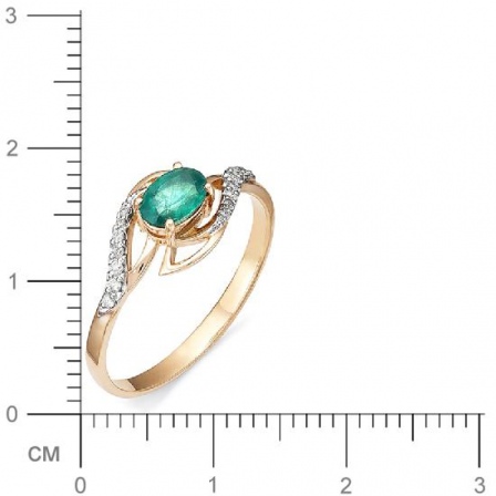 Кольцо с изумрудом и бриллиантами из красного золота (арт. 816413)