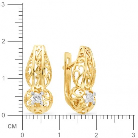 Серьги с 2 бриллиантами из жёлтого золота (арт. 816416)