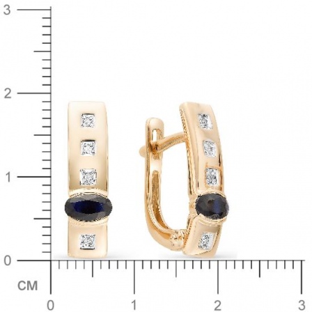 Серьги с бриллиантами, сапфирами из красного золота (арт. 816596)