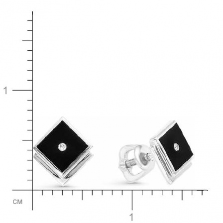 Серьги с 2 бриллиантами из белого золота (арт. 816984)