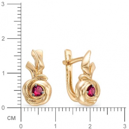 Серьги Цветы с 2 рубинами из красного золота (арт. 818058)