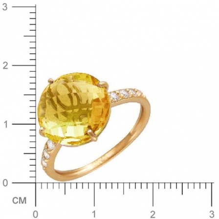 Кольцо с фианитами, цитрином из красного золота (арт. 820027)