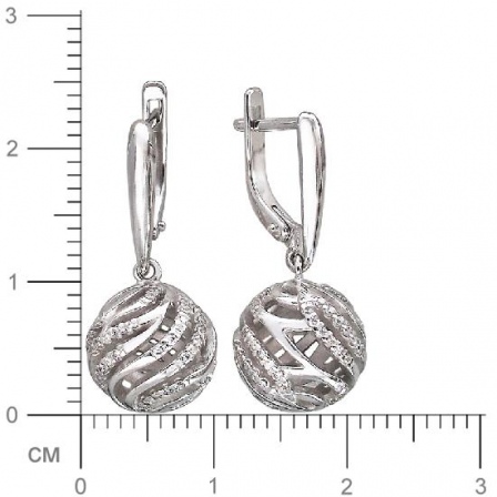 Серьги Шарики с фианитами из серебра (арт. 820304)