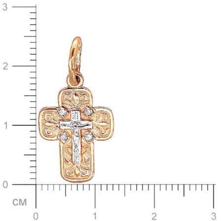 Крестик с фианитами из красного золота (арт. 820421)