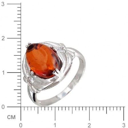 Кольцо с фианитом, янтарем из серебра (арт. 820465)