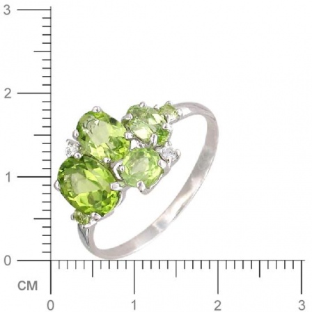 Кольцо с хризолитами, фианитами из серебра (арт. 820571)