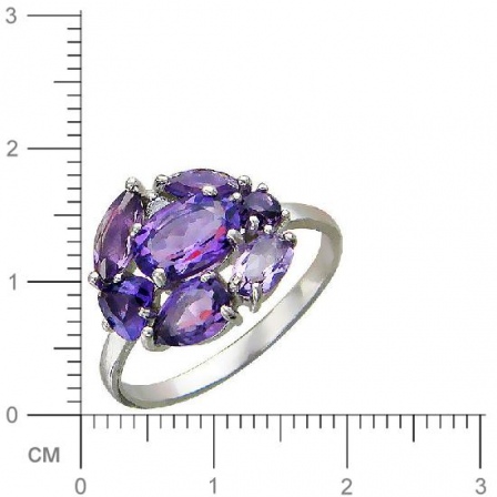 Кольцо с аметистом, фианитами из серебра (арт. 821653)