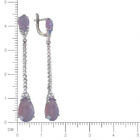 Серьги с ониксами, кристаллами swarovski из серебра (арт. 821773)