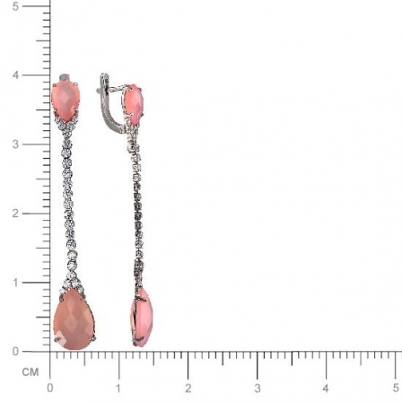 Серьги с ониксами, кристаллами swarovski из серебра (арт. 821786)