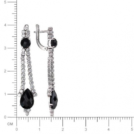 Серьги с ониксами, кристаллами swarovski из серебра (арт. 821792)
