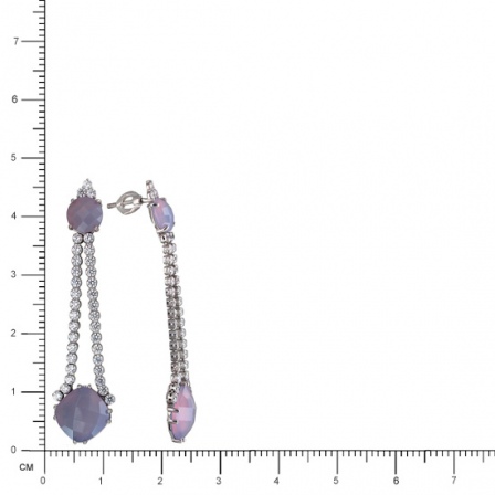 Серьги с ониксами, кристаллами swarovski из серебра (арт. 821798)