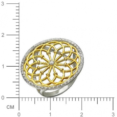 Кольцо с 51 фианитом из серебра с позолотой (арт. 821905)
