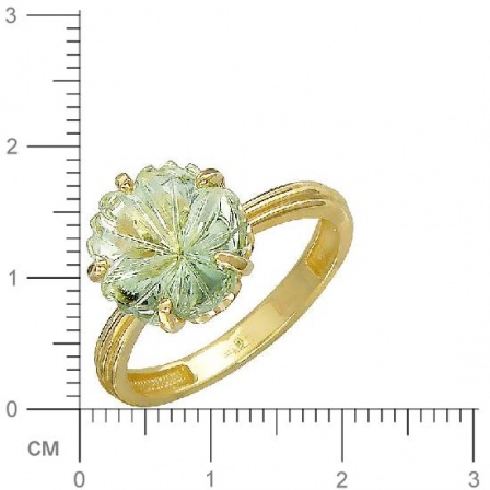 Кольцо Цветок с 1 празиолитом из жёлтого золота (арт. 821916)