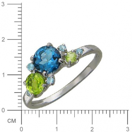 Кольцо с топазами, хризолитами из серебра (арт. 823144)
