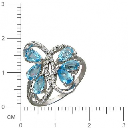 Кольцо с топазами, фианитами из серебра (арт. 823145)