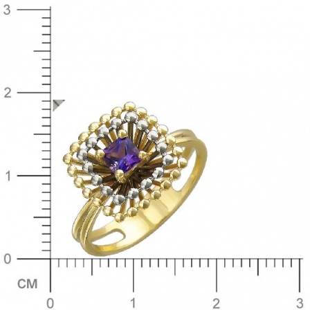 Кольцо с аметистом из комбинированного золота (арт. 823573)