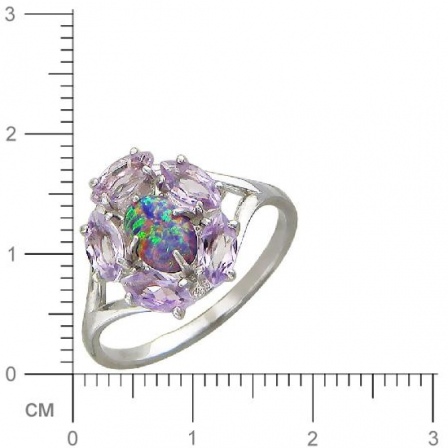 Кольцо с аметистами, опалом из серебра (арт. 823592)