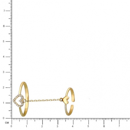 Кольцо Сердечки с фианитами из желтого золота (арт. 823790)