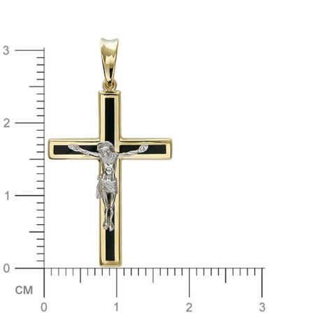 Крестик с ониксами из комбинированного золота (арт. 823912)