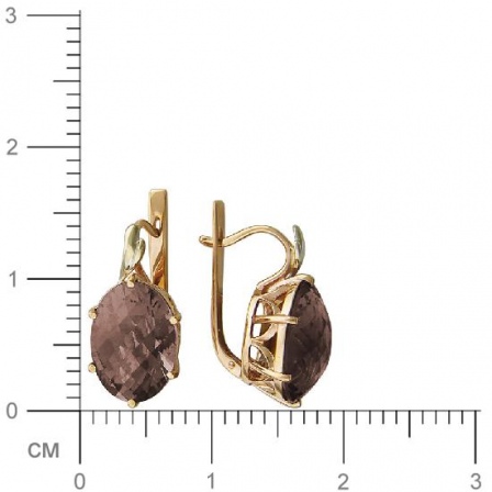 Серьги с раухтопазами из комбинированного золота (арт. 823915)