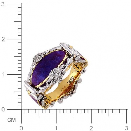 Кольцо с бриллиантами, вставкой из эмали из комбинированного золота 750 (арт. 823919)