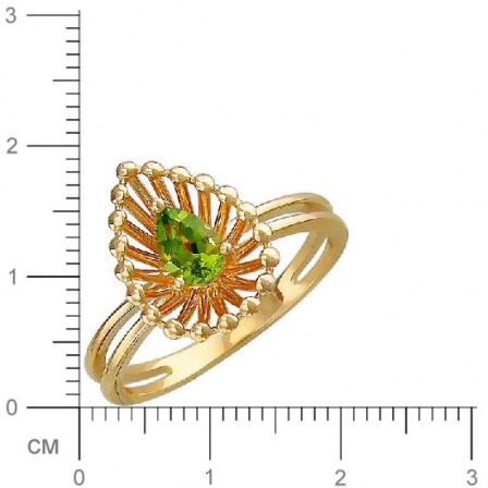 Кольцо с хризолитом из желтого золота (арт. 824022)