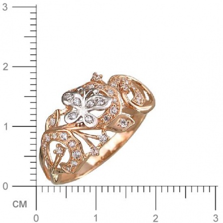 Кольцо Бабочки с фианитами из красного золота (арт. 825385)