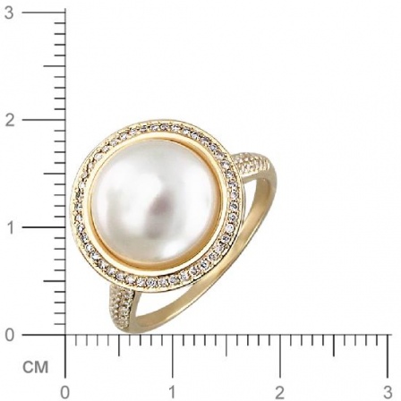 Кольцо с бриллиантами, жемчугом из желтого золота (арт. 825892)
