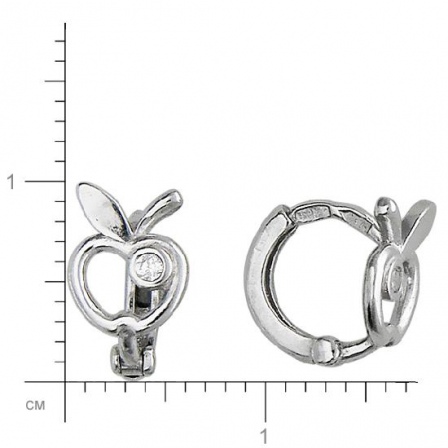 Серьги Яблочки с фианитами из серебра. Диаметр 10 мм. (арт. 826097)