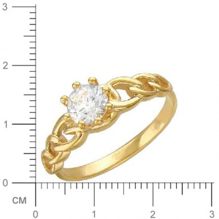 Кольцо с фианитом из желтого золота (арт. 826385)