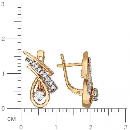 Серьги с фианитами из комбинированного золота (арт. 826464)