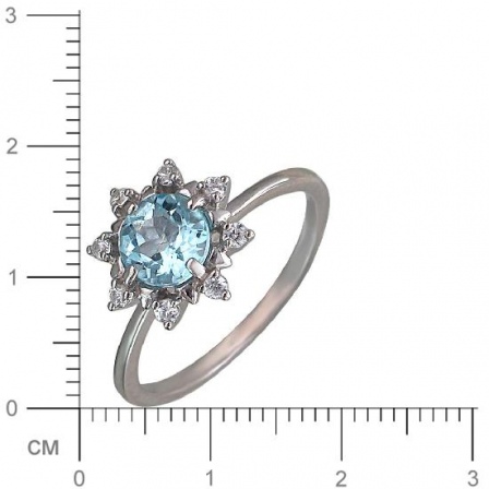 Кольцо цветок с топазом, фианитами из серебра (арт. 826585)