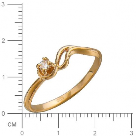 Кольцо с фианитом из красного золота (арт. 827054)